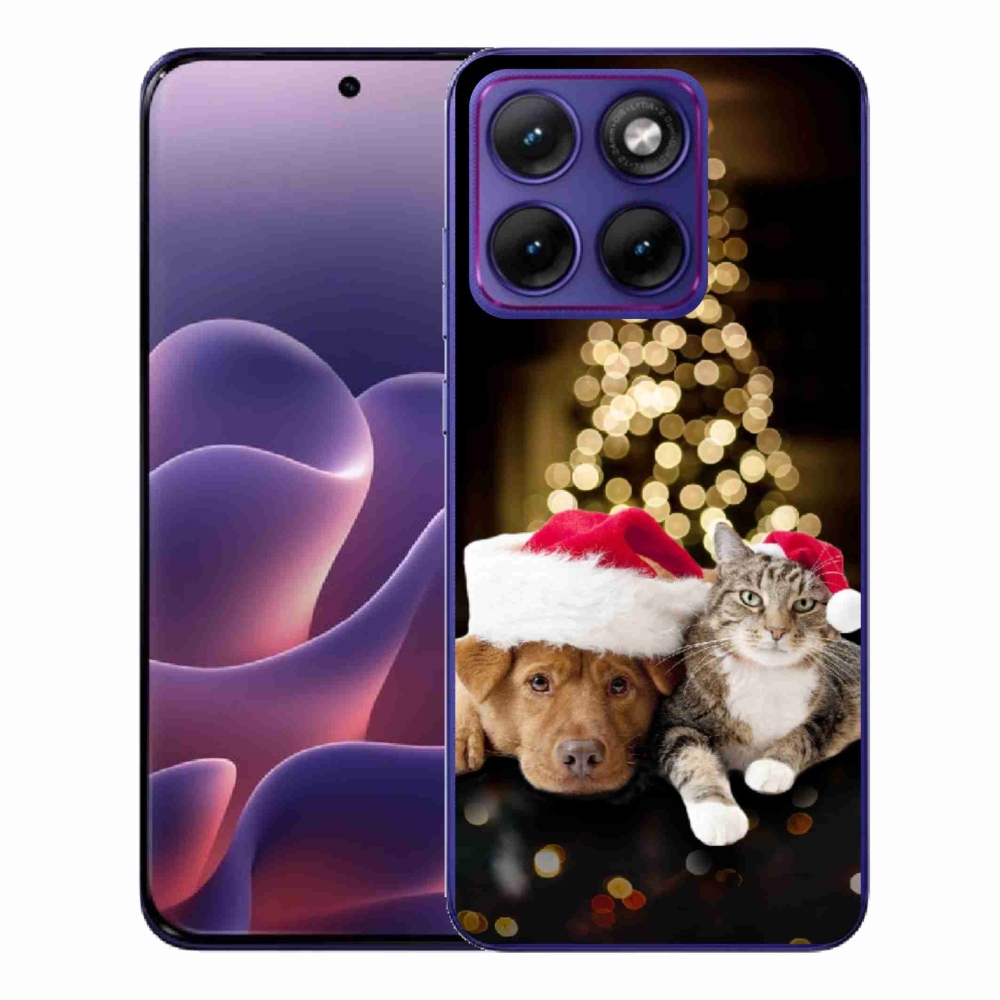 Gélový kryt mmCase na Motorola Edge 70 Fusion - vianočný pes a mačka
