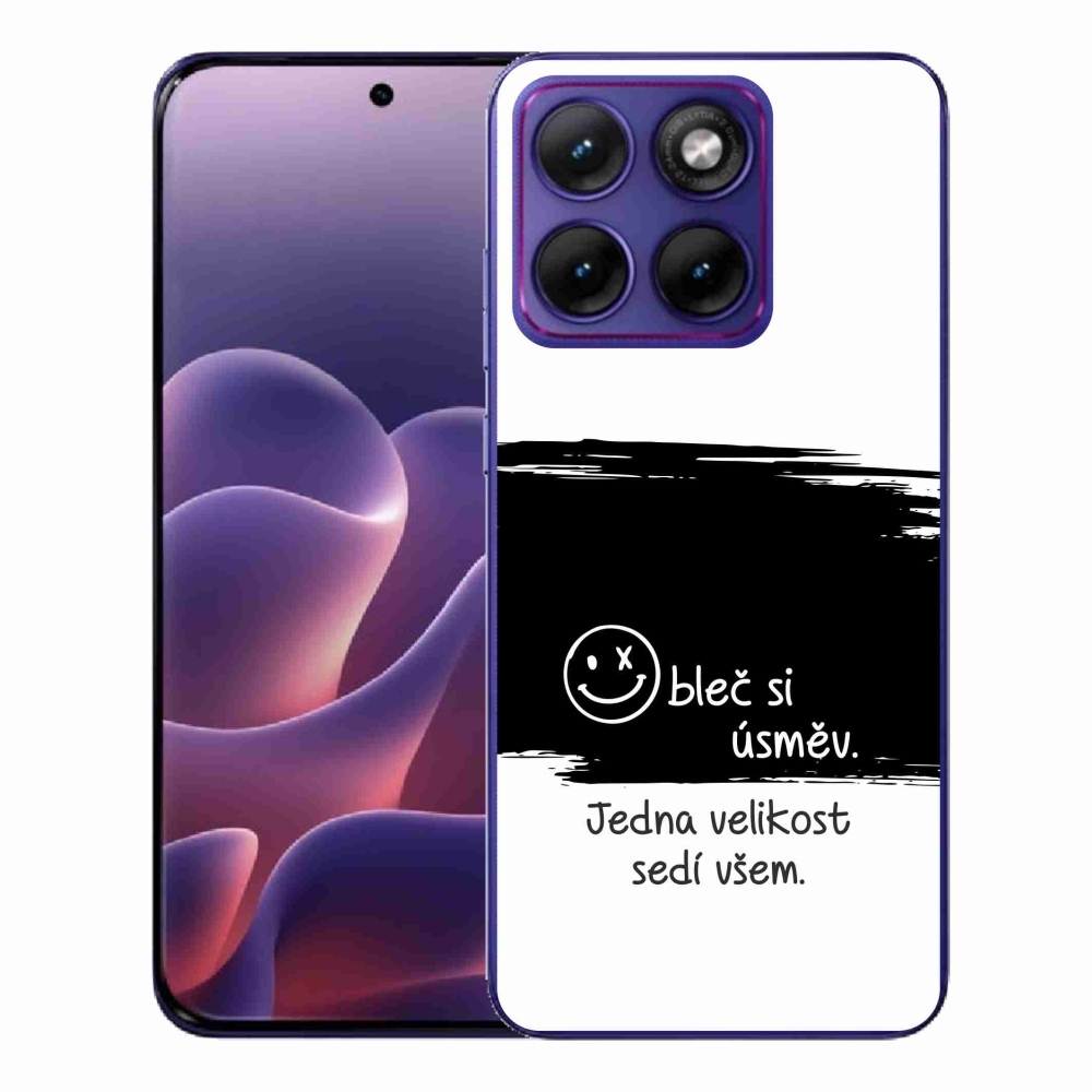Gélový kryt mmCase na Motorola Edge 70 Fusion - vtipný text 8 čiernobiele pozadie