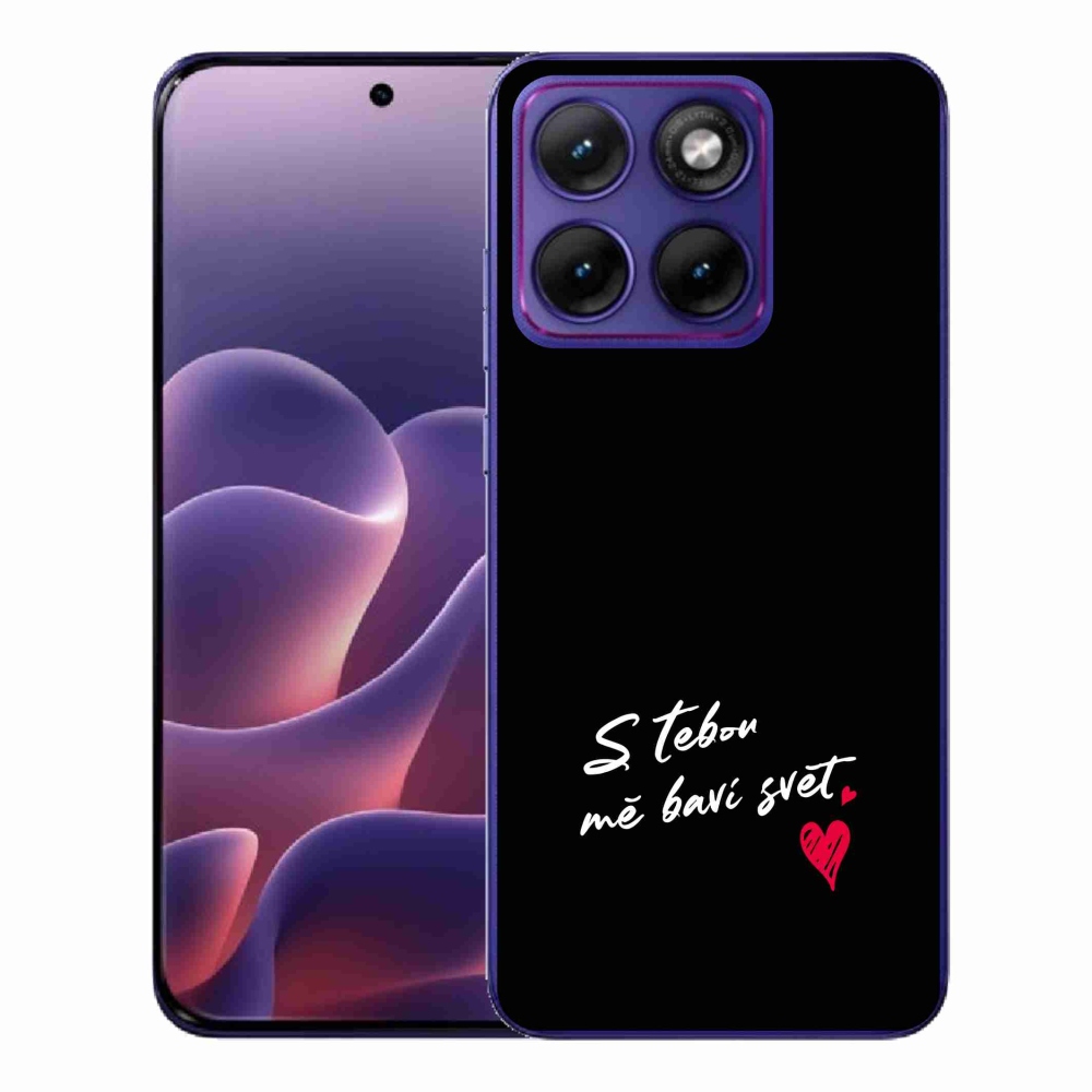 Gélový kryt mmCase na Motorola Edge 70 Fusion - zamilovaný text 1 čierne pozadie