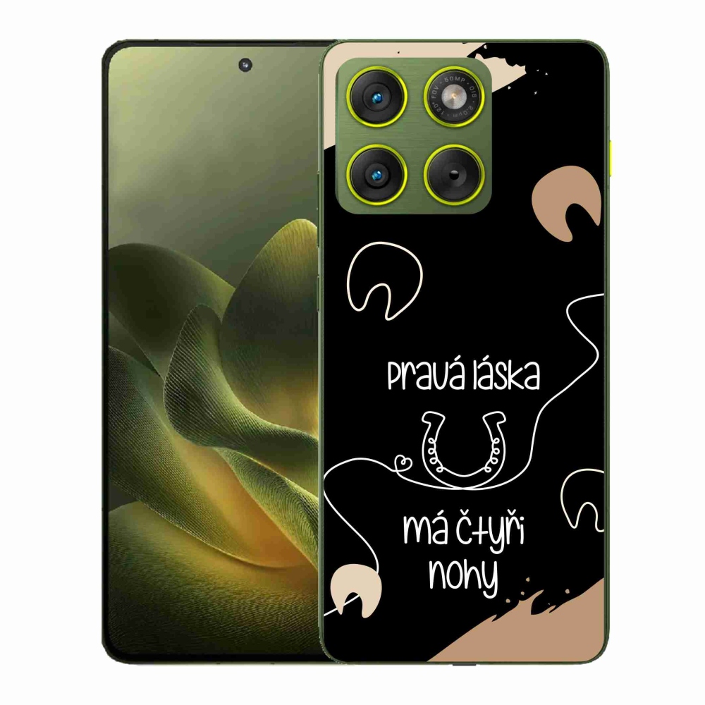 Gélový kryt mmCase na Motorola Edge 70 - konský motív čierne pozadie