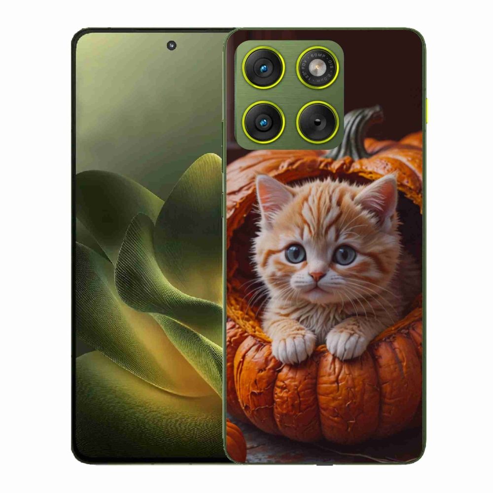 Gélový kryt mmCase na Motorola Edge 70 - mačiatko a tekvica 2