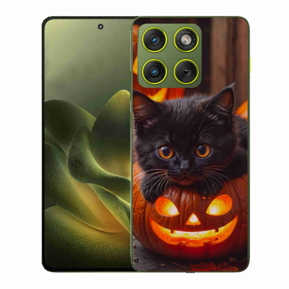 Gélový kryt mmCase na Motorola Edge 70 - mačiatko a tekvica