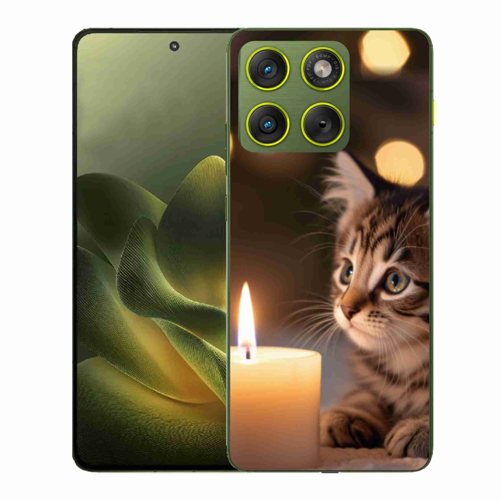 Gélový kryt mmCase na Motorola Edge 70 - mačiatko a sviečka