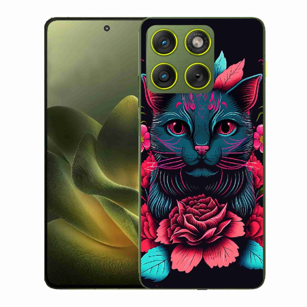 Gélový kryt mmCase na Motorola Edge 70 - kvety a mačka