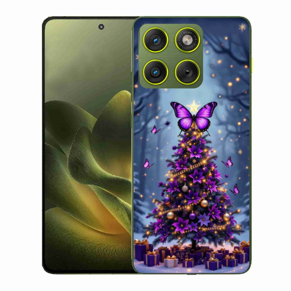 Gélový kryt mmCase na Motorola Edge 70 - motýlí vianočný stromček
