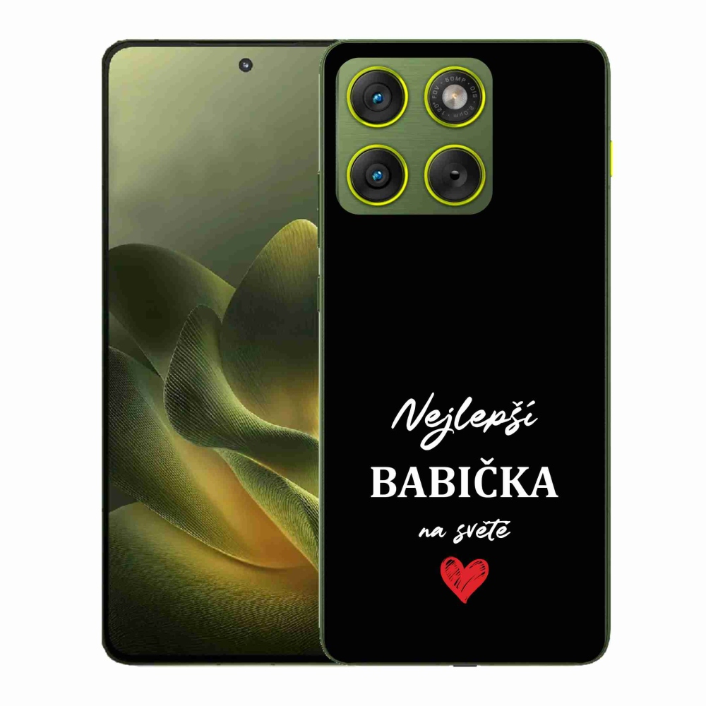 Gélový kryt mmCase na Motorola Edge 70 - najlepšia babička 1 čierne pozadie