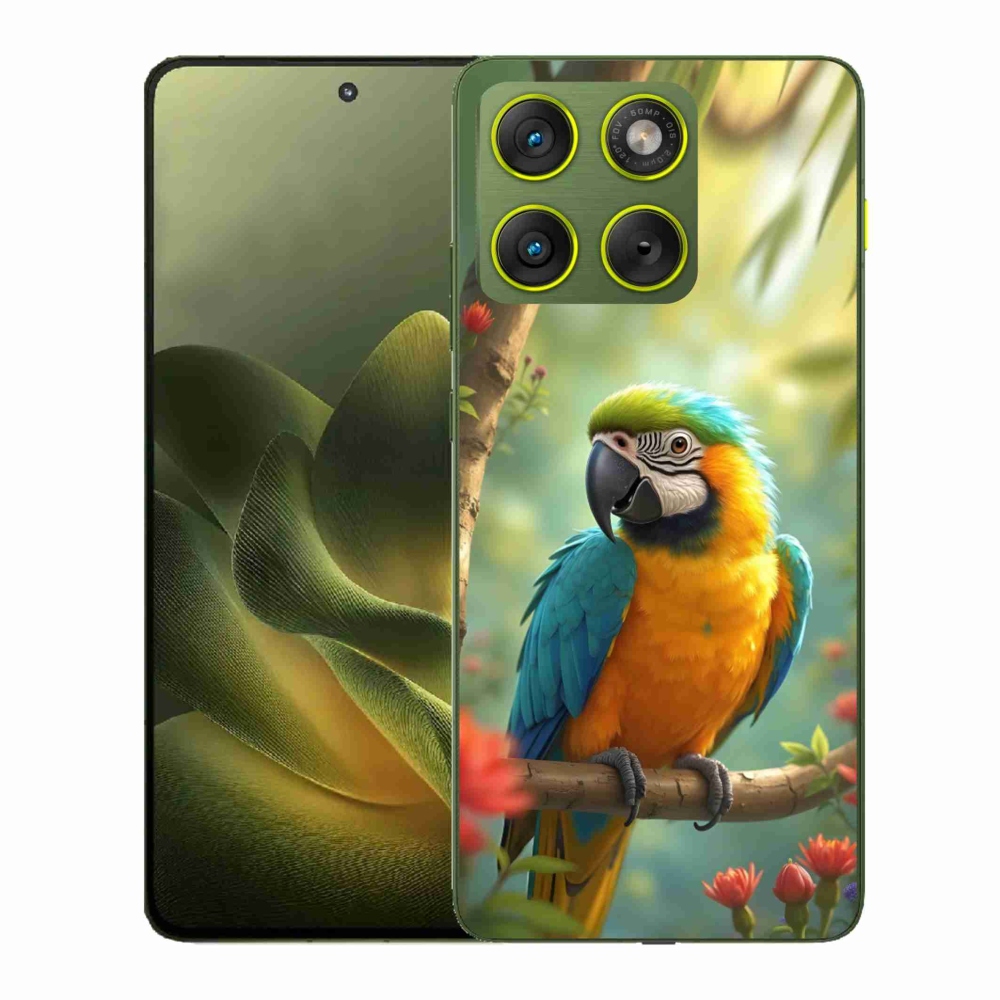 Gélový kryt mmCase na Motorola Edge 70 - papagáj ara modrožltá