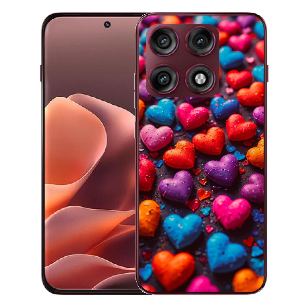 Gélový kryt mmCase na Motorola Edge 70 Pro - farebné srdcia