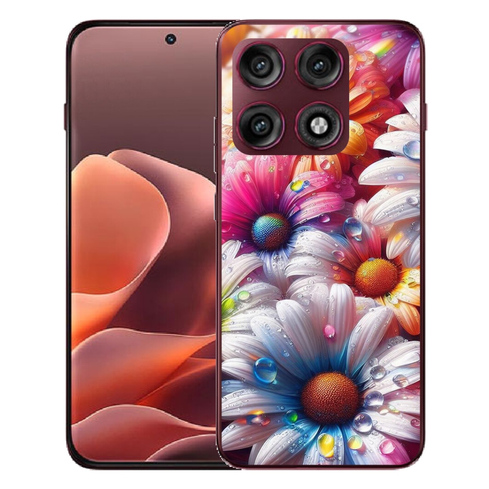Gélový kryt mmCase na Motorola Edge 70 Pro - farebné margaréty