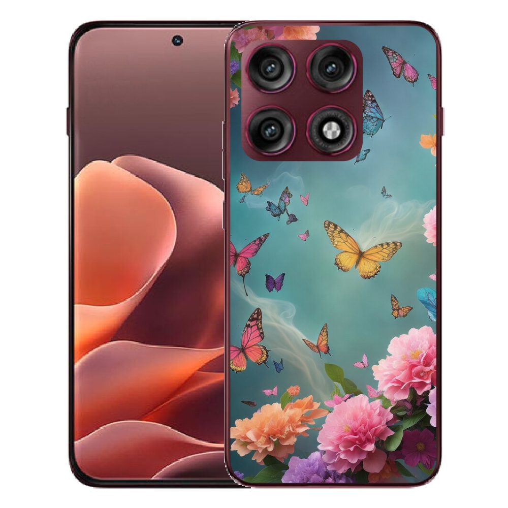 Gélový kryt mmCase na Motorola Edge 70 Pro - farebné kvety a motýle