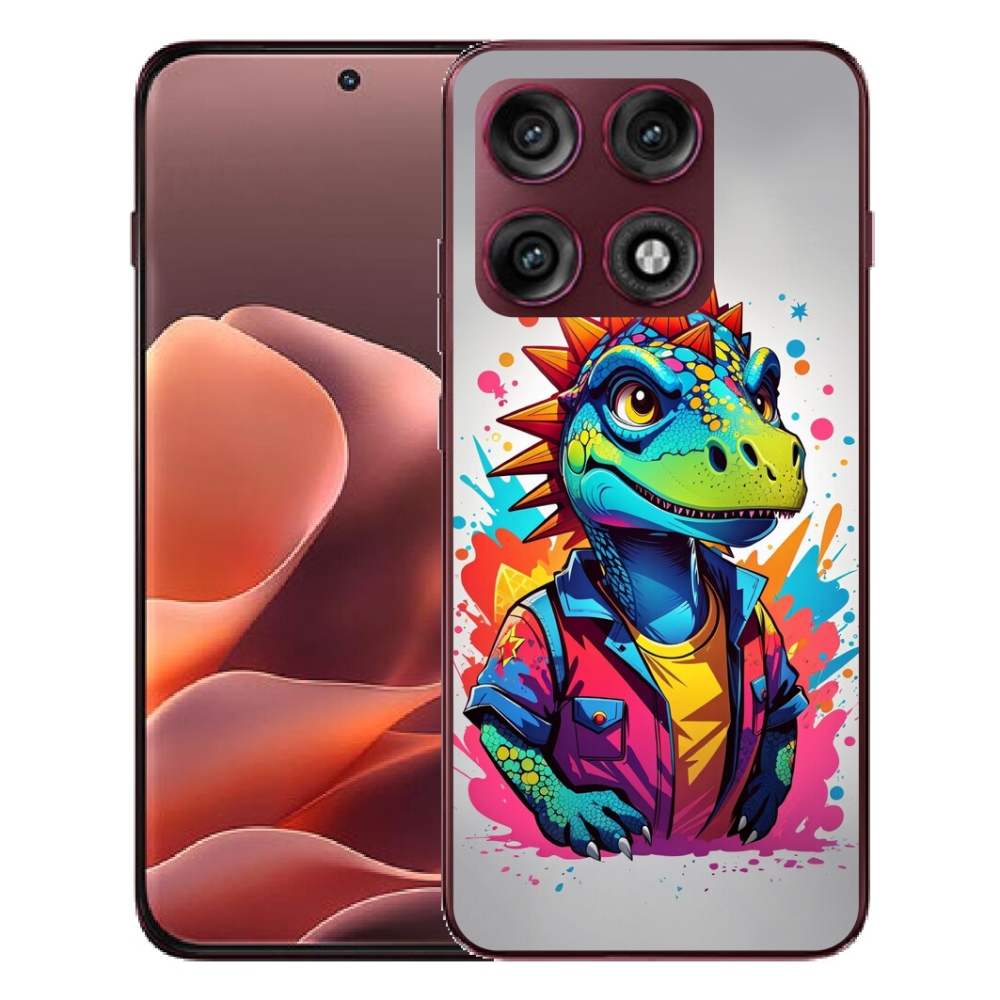 Gélový kryt mmCase na Motorola Edge 70 Pro - farebný dinosaurus