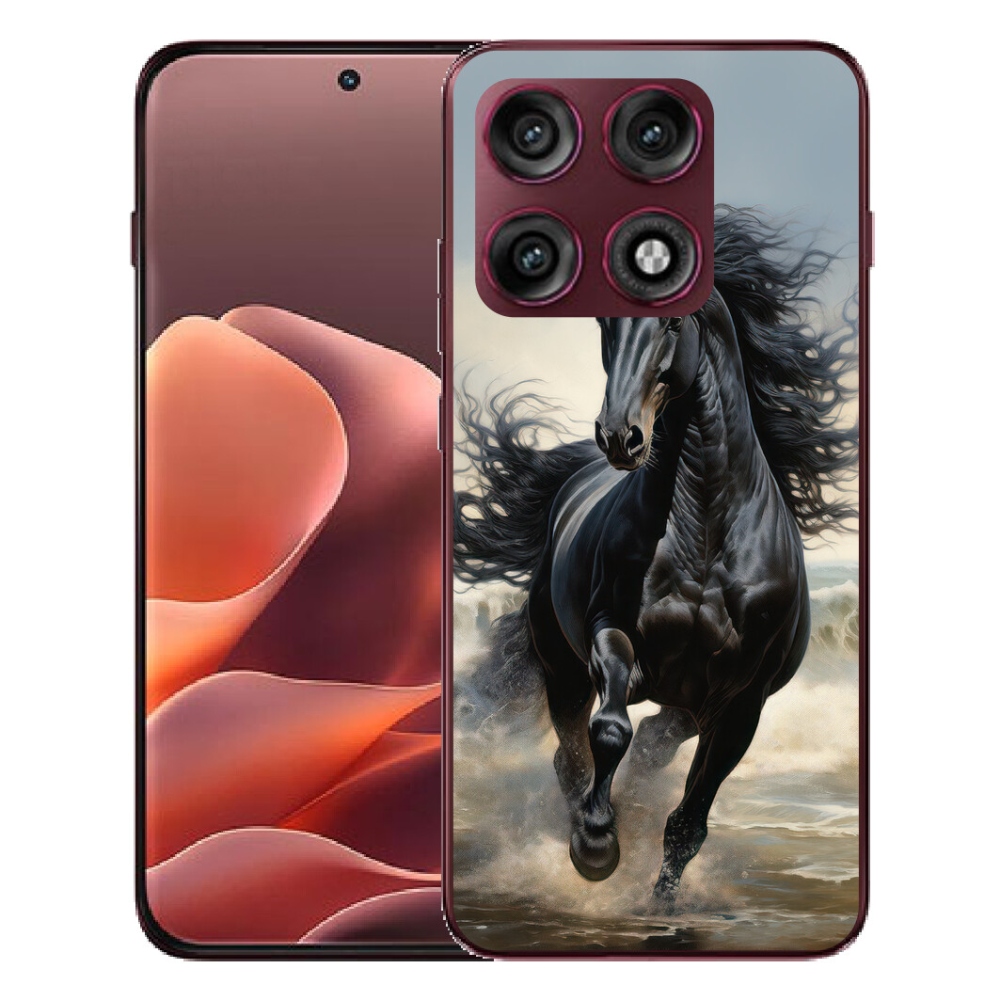 Gélový kryt mmCase na Motorola Edge 70 Pro - bežiaci čierny kôň