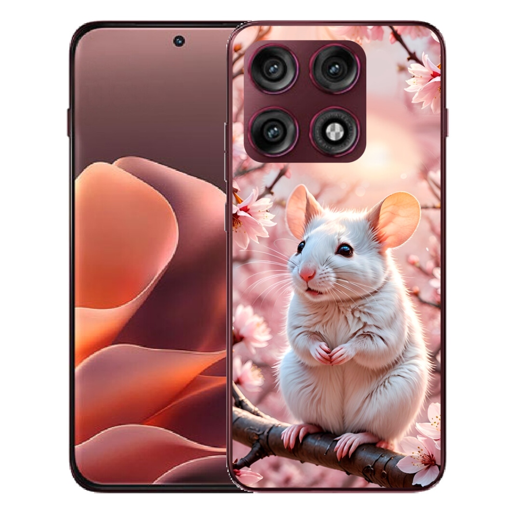 Gélový kryt mmCase na Motorola Edge 70 Pro - biela myš na vetve