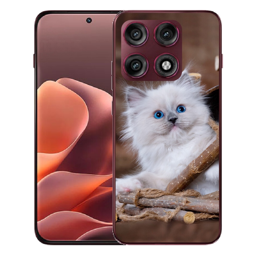 Gélový kryt mmCase na Motorola Edge 70 Pro - biele mačiatko