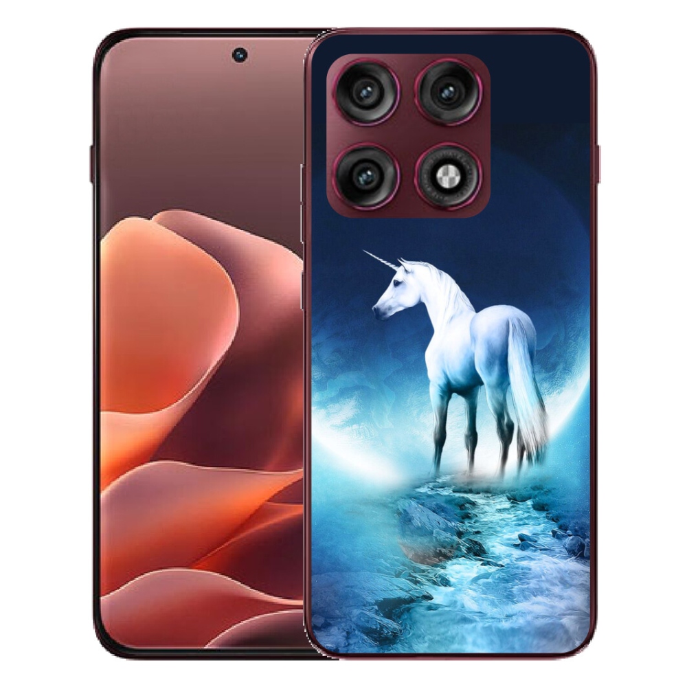 Gélový kryt mmCase na Motorola Edge 70 Pro - biely jednorožec