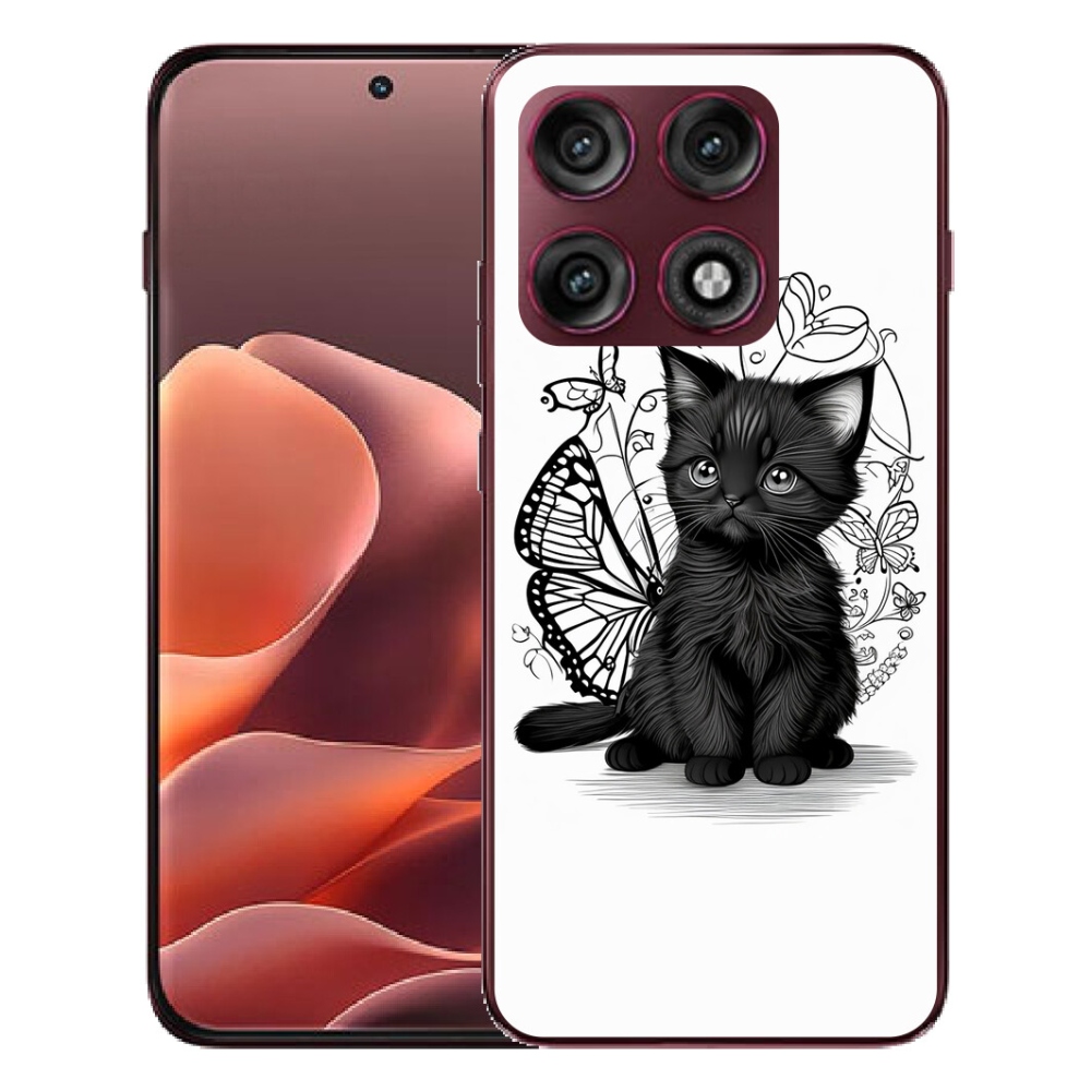 Gélový kryt mmCase na Motorola Edge 70 Pro - čierne mačiatko