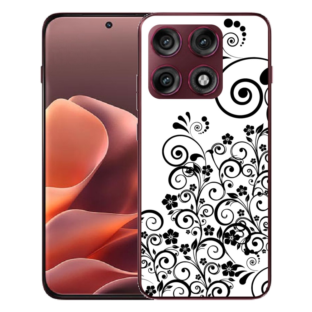 Gélový kryt mmCase na Motorola Edge 70 Pro - čiernobiele kvetinové vzory