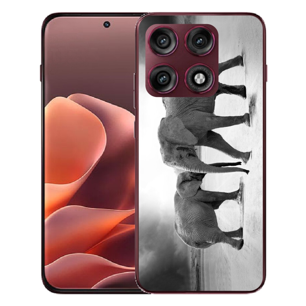 Gélový kryt mmCase na Motorola Edge 70 Pro - čiernobieli slony