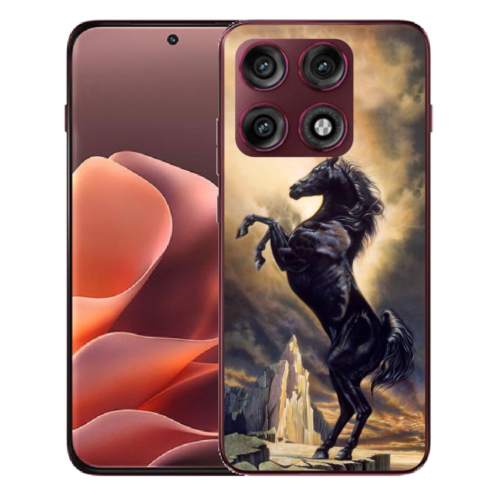 Gélový kryt mmCase na Motorola Edge 70 Pro - čierny kreslený kôň