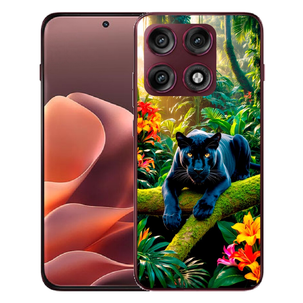 Gélový kryt mmCase na Motorola Edge 70 Pro - čierny panter v džungli