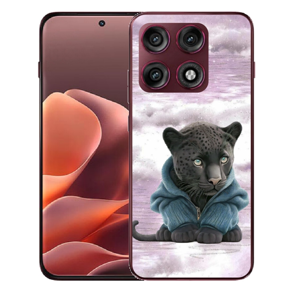 Gélový kryt mmCase na Motorola Edge 70 Pro - čierny panter vo svetri