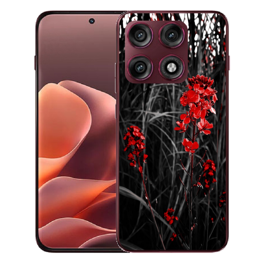 Gélový kryt mmCase na Motorola Edge 70 Pro - červená rastlina