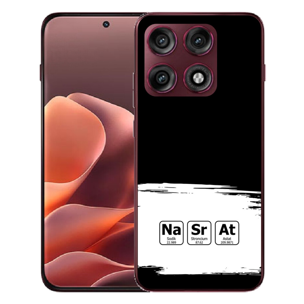 Gélový kryt mmCase na Motorola Edge 70 Pro - chemické prvky bieločierne pozadie