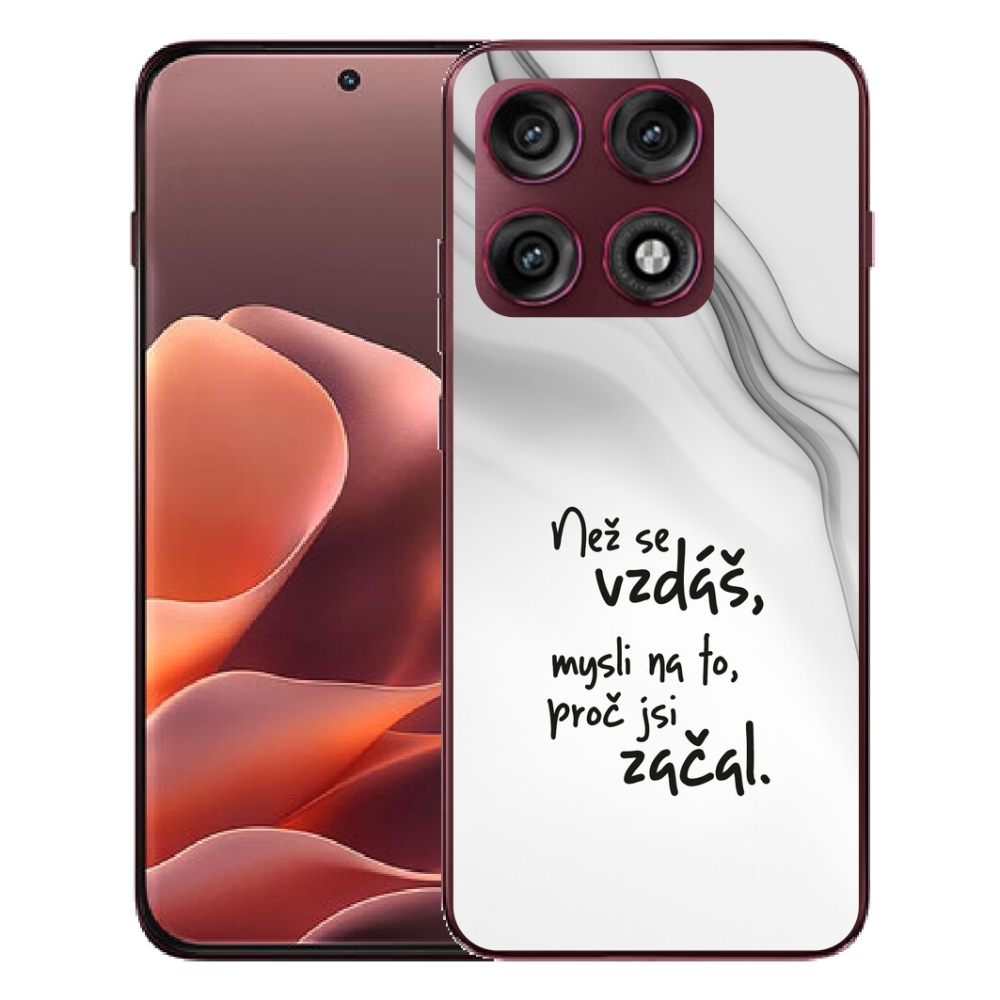 Gélový kryt mmCase na Motorola Edge 70 Pro - citát 2 biele pozadie