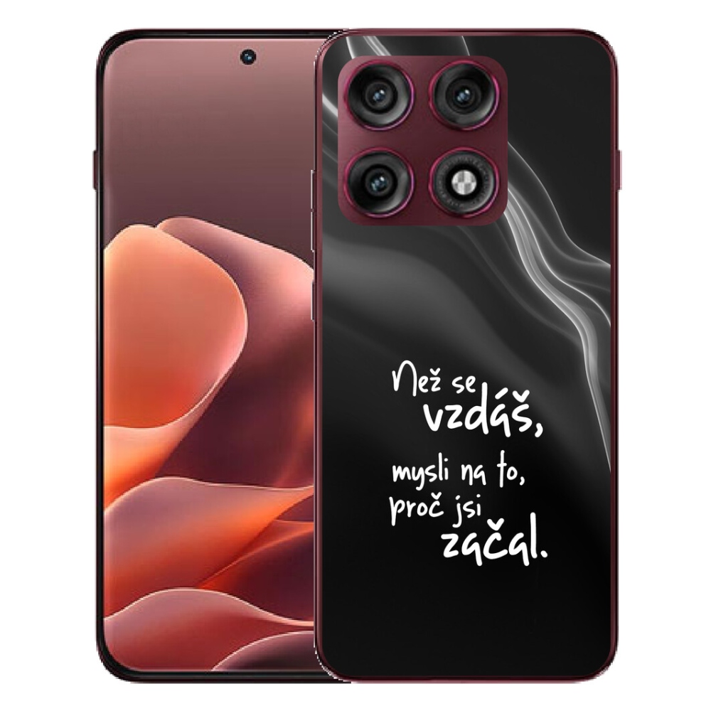 Gélový kryt mmCase na Motorola Edge 70 Pro - citát 2 čierne pozadie