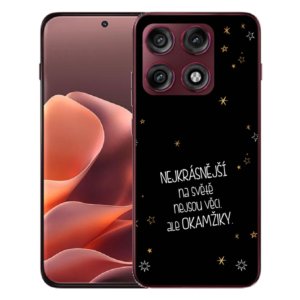 Gélový kryt mmCase na Motorola Edge 70 Pro - citát 4 čierne pozadie