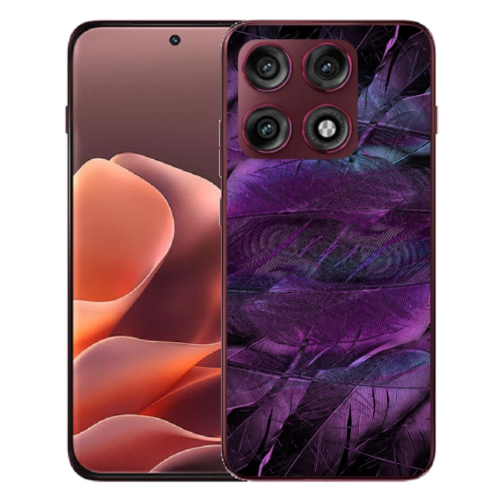 Gélový kryt mmCase na Motorola Edge 70 Pro - fialové pierka