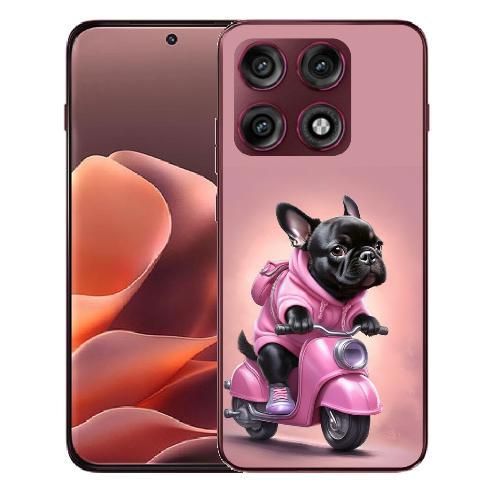 Gélový kryt mmCase na Motorola Edge 70 Pro - francúzsky buldoček na skútri