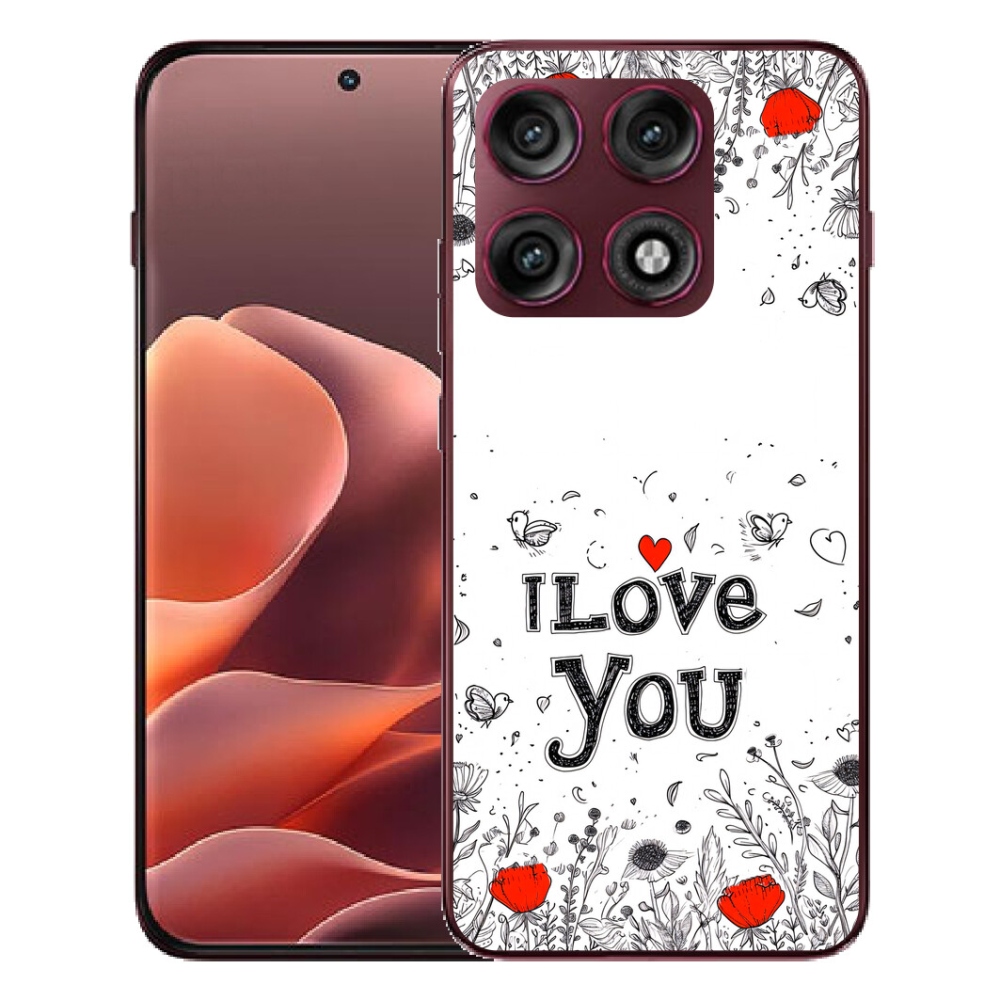 Gélový kryt mmCase na Motorola Edge 70 Pro - I love you biele pozadie