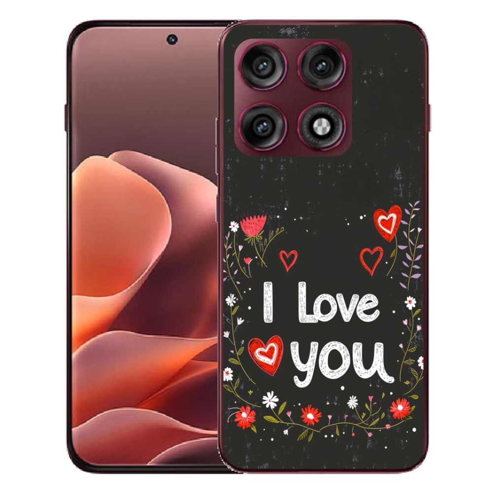 Gélový kryt mmCase na Motorola Edge 70 Pro - I love you čierne pozadie