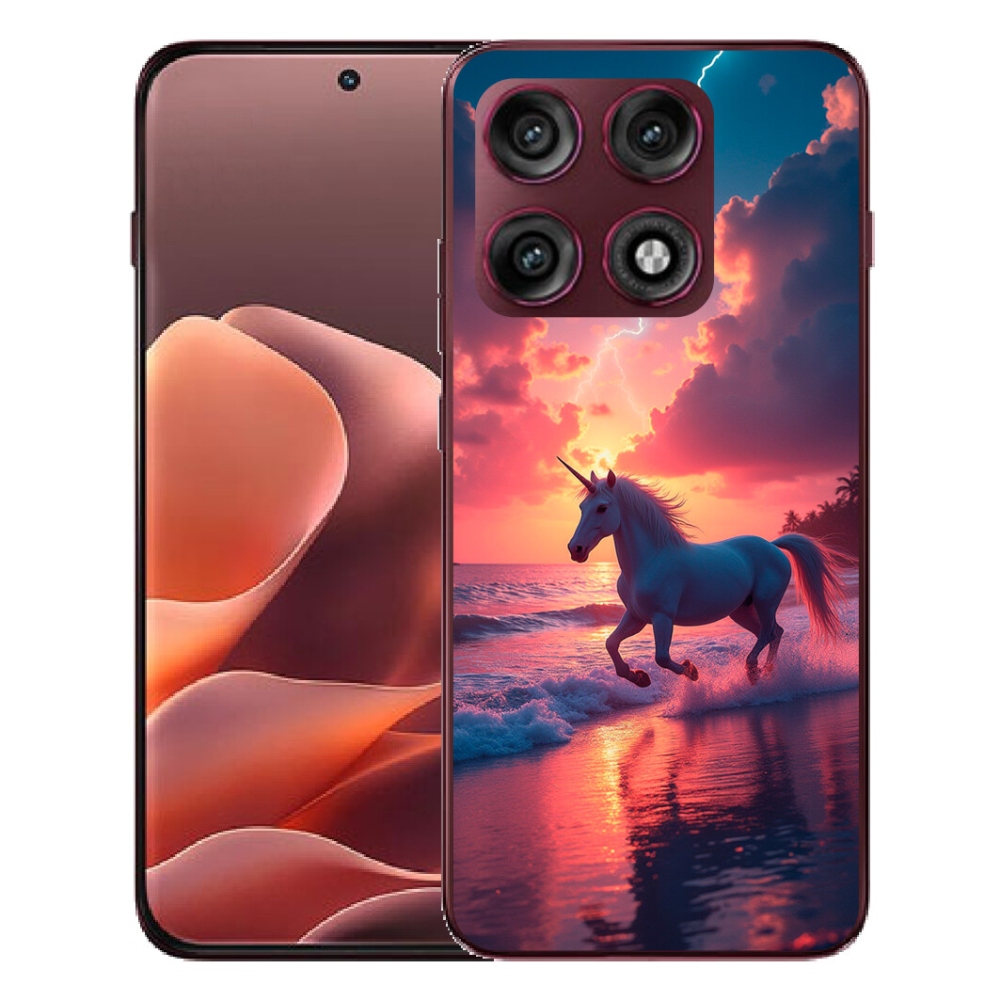 Gélový kryt mmCase na Motorola Edge 70 Pro - jednorožec na pláži