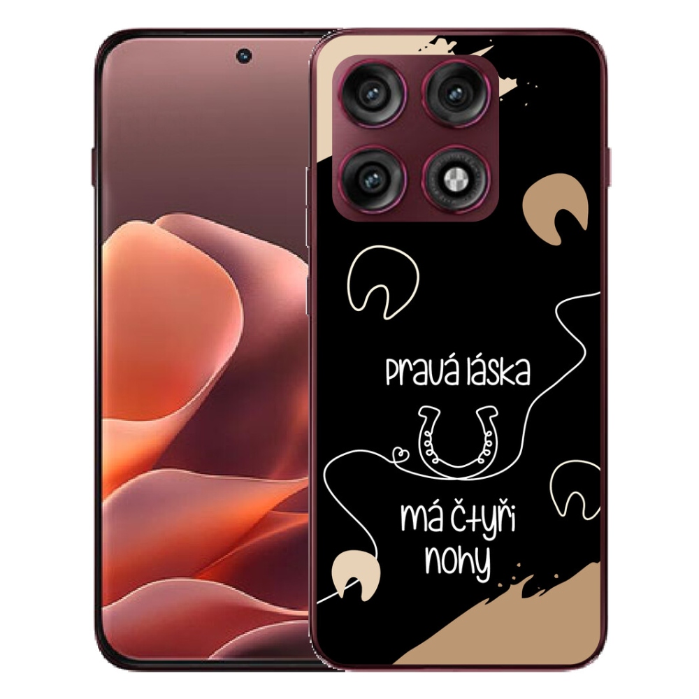 Gélový kryt mmCase na Motorola Edge 70 Pro - konský motív čierne pozadie