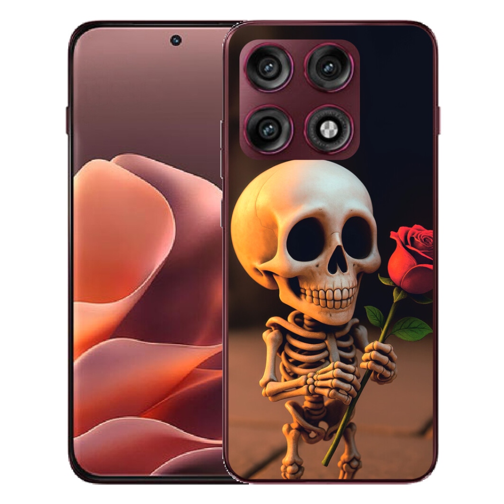Gélový kryt mmCase na Motorola Edge 70 Pro - kostlivec s ružou