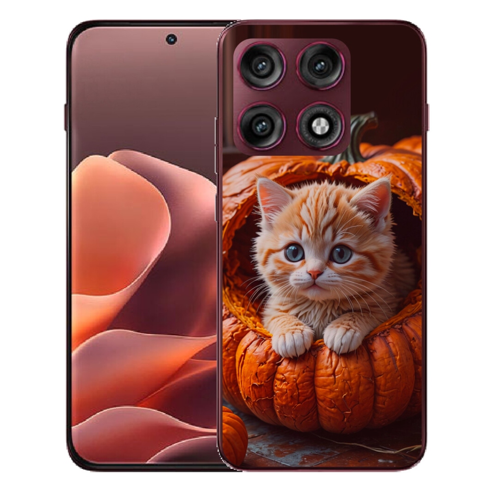 Gélový kryt mmCase na Motorola Edge 70 Pro - mačiatko a tekvica 2