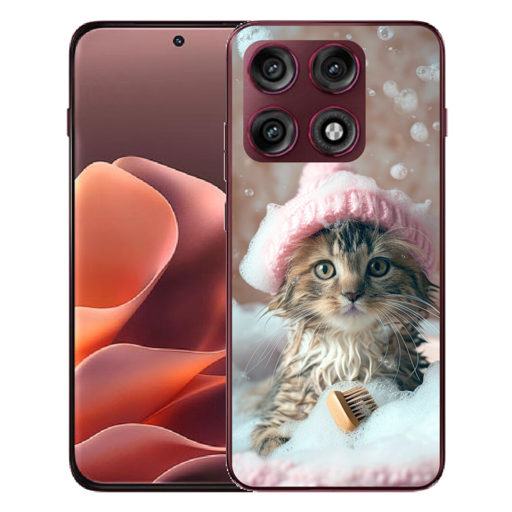 Gélový kryt mmCase na Motorola Edge 70 Pro - mačiatko a kúpeľ
