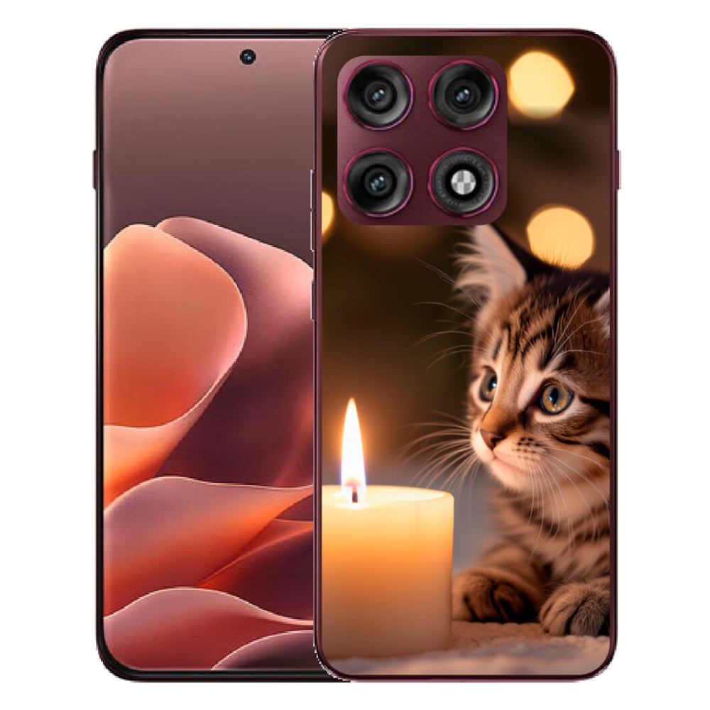 Gélový kryt mmCase na Motorola Edge 70 Pro - mačiatko a sviečka