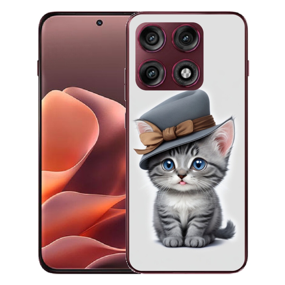 Gélový kryt mmCase na Motorola Edge 70 Pro - mačiatko s klobúkom