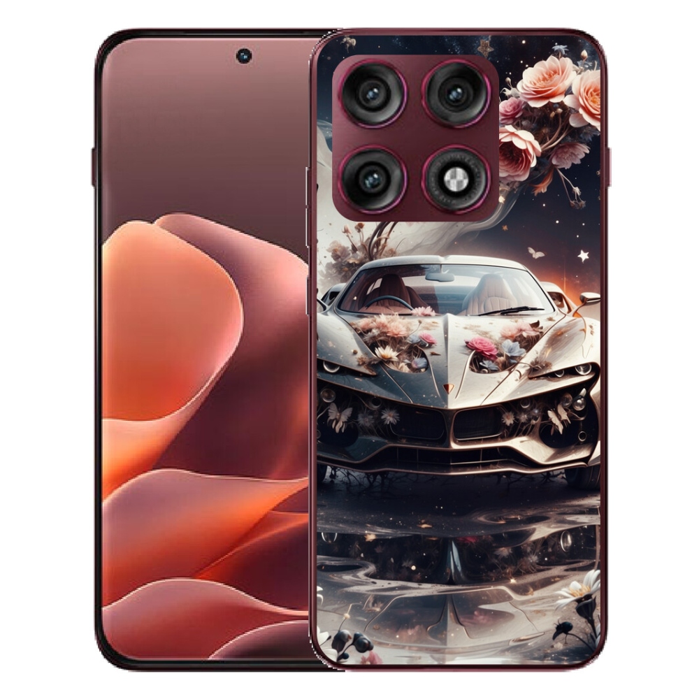 Gélový kryt mmCase na Motorola Edge 70 Pro - kvetinový športový automobil
