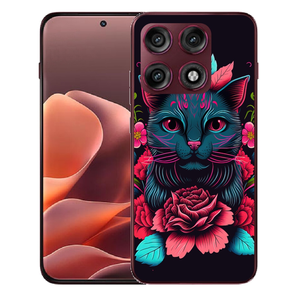 Gélový kryt mmCase na Motorola Edge 70 Pro - kvety a mačka