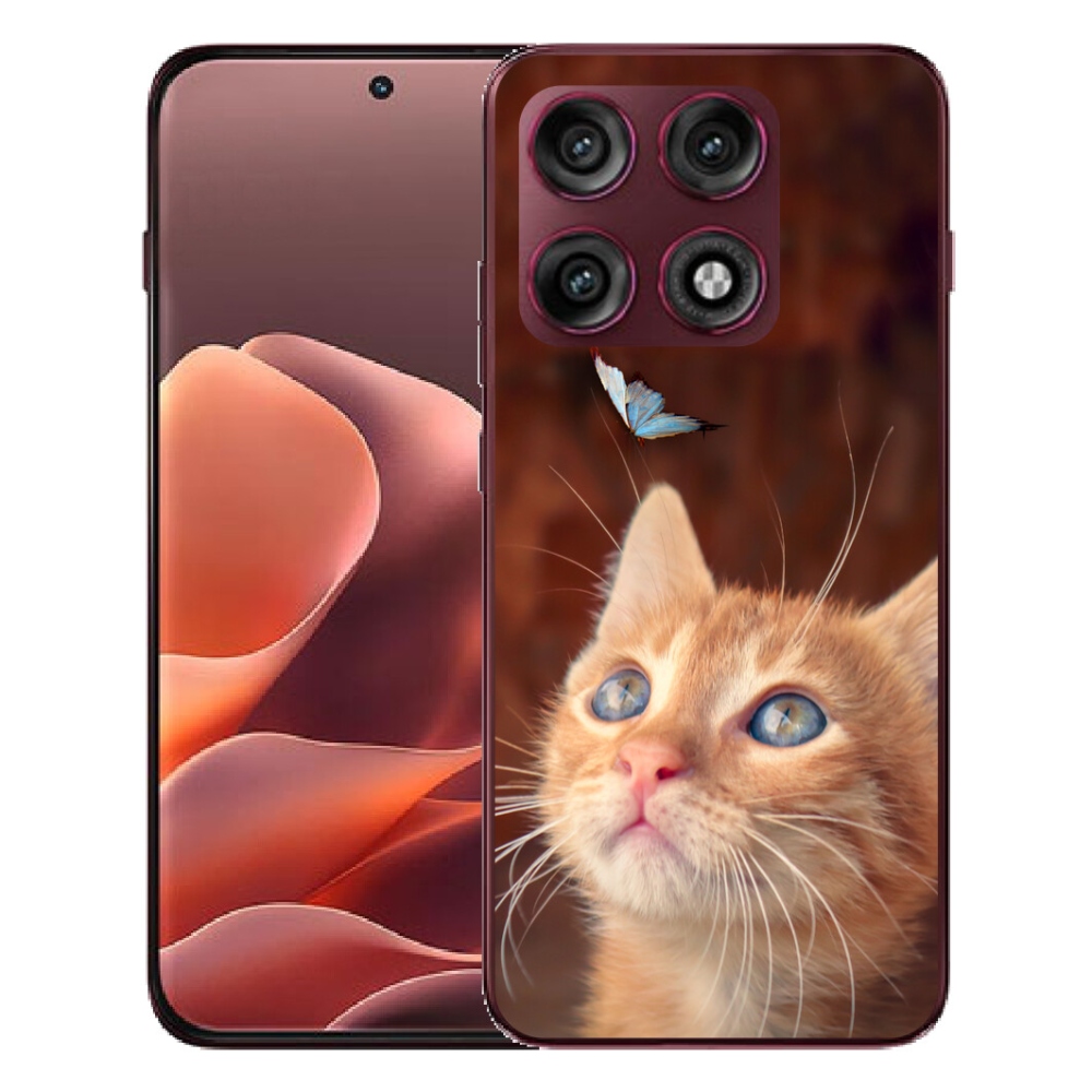 Gélový kryt mmCase na Motorola Edge 70 Pro - motýľ a mačiatko