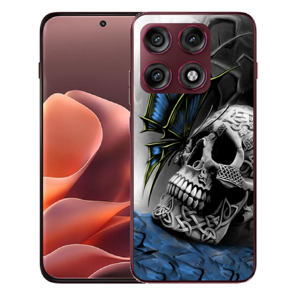 Gélový kryt mmCase na Motorola Edge 70 Pro - motýľ a lebka
