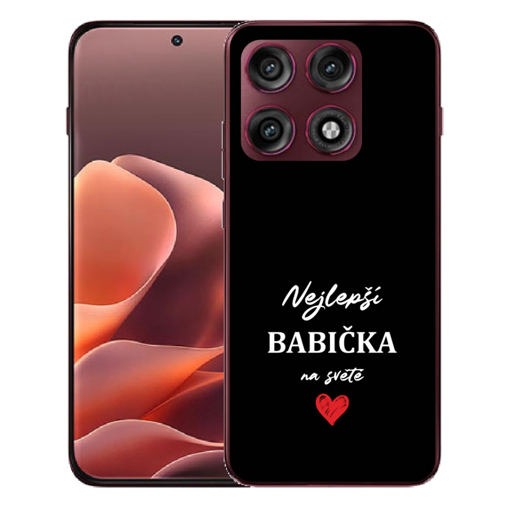 Gélový kryt mmCase na Motorola Edge 70 Pro - najlepšia babička 1 čierne pozadie