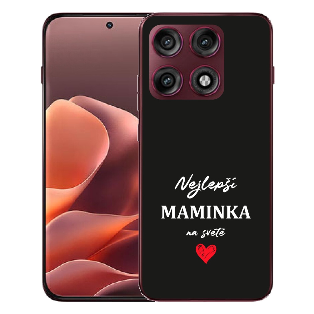 Gélový kryt mmCase na Motorola Edge 70 Pro - najlepšia mamička 1 čierne pozadie