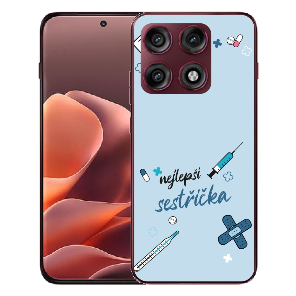 Gélový kryt mmCase na Motorola Edge 70 Pro - najlepšia sestrička modré pozadie