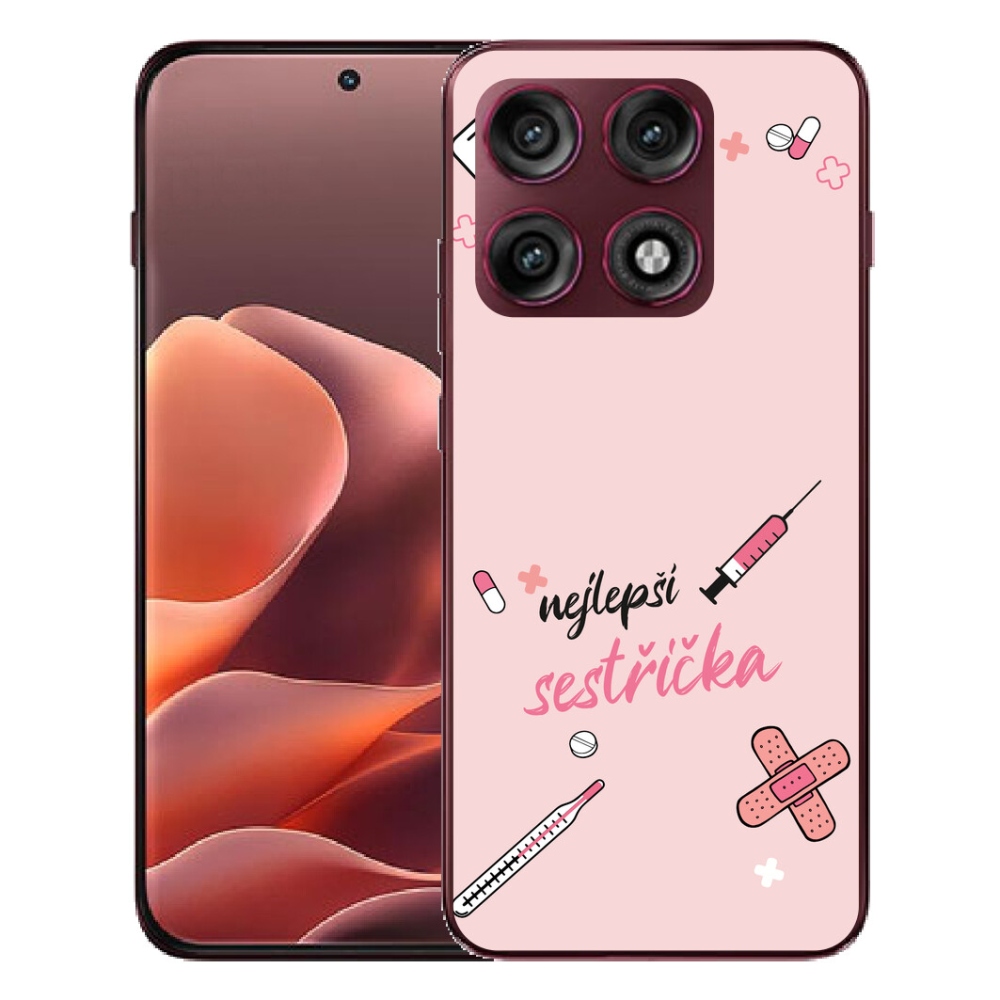Gélový kryt mmCase na Motorola Edge 70 Pro - najlepšia sestrička ružové pozadie