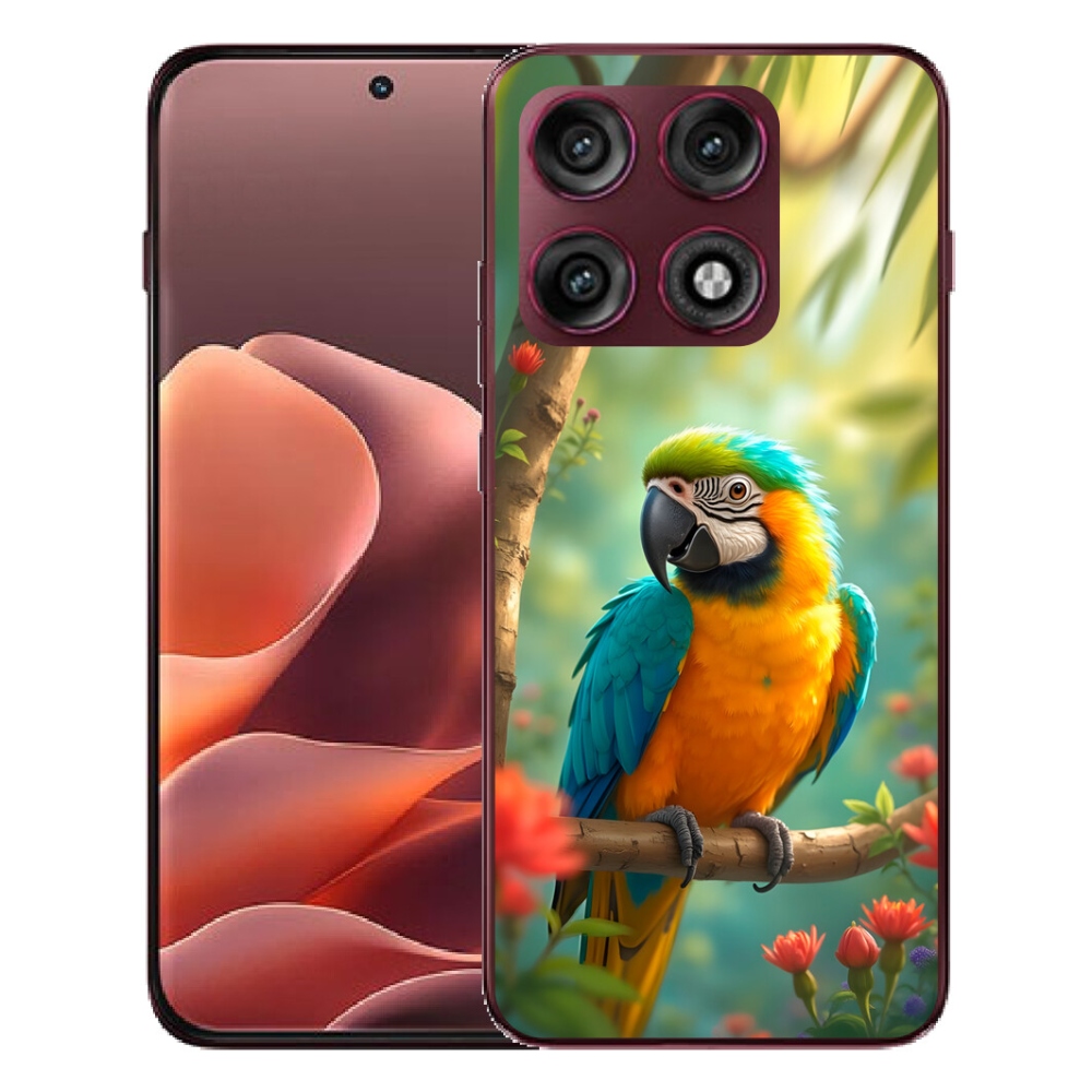 Gélový kryt mmCase na Motorola Edge 70 Pro - papagáj ara modrožltá